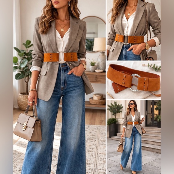 Banana Republic Accessories - Banana Republic Genuine Italian Leather Wide Belt Brown Size S Made in England